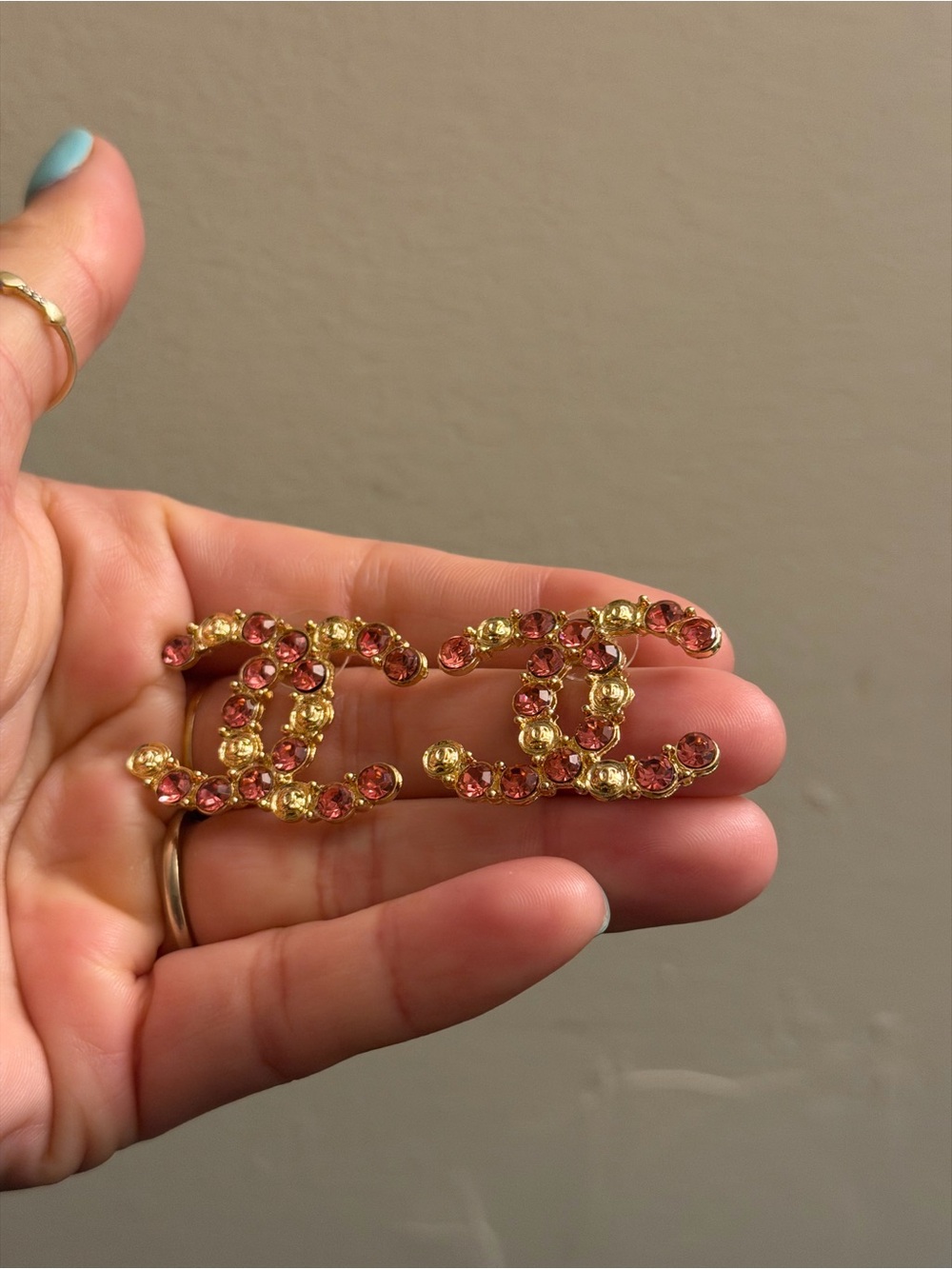 Cc earring gold and pink